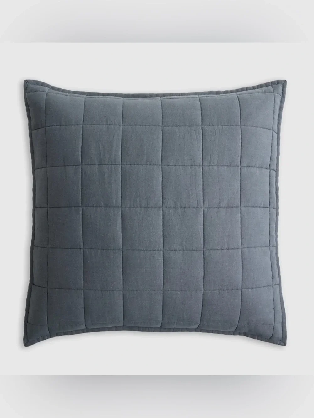 Quince European Linen Box Quilted Euro Sham, 26 X 26 (Blue)
